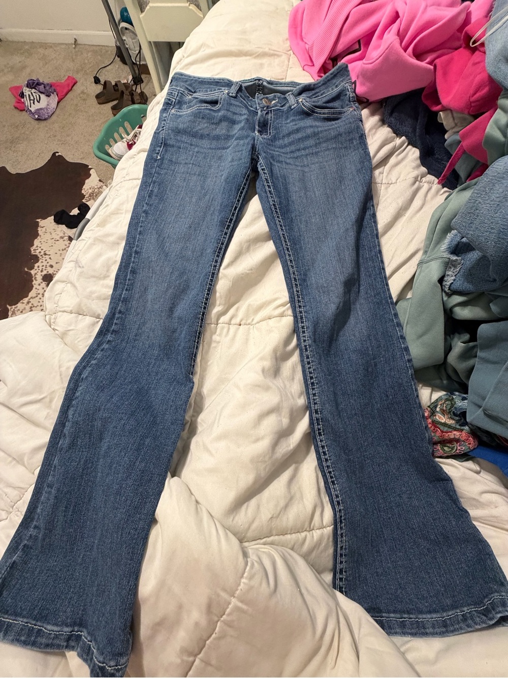 Women's Blue Flare Jeans - Denim Wide Leg